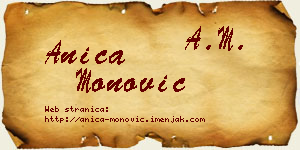 Anica Monović vizit kartica